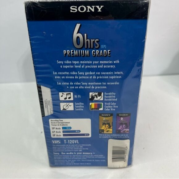 Lot of 10 Sony T-120VL Premium Grade 6 Hr EP Blank VHS VCR Video Tape OPEN PACK - Picture 3 of 5